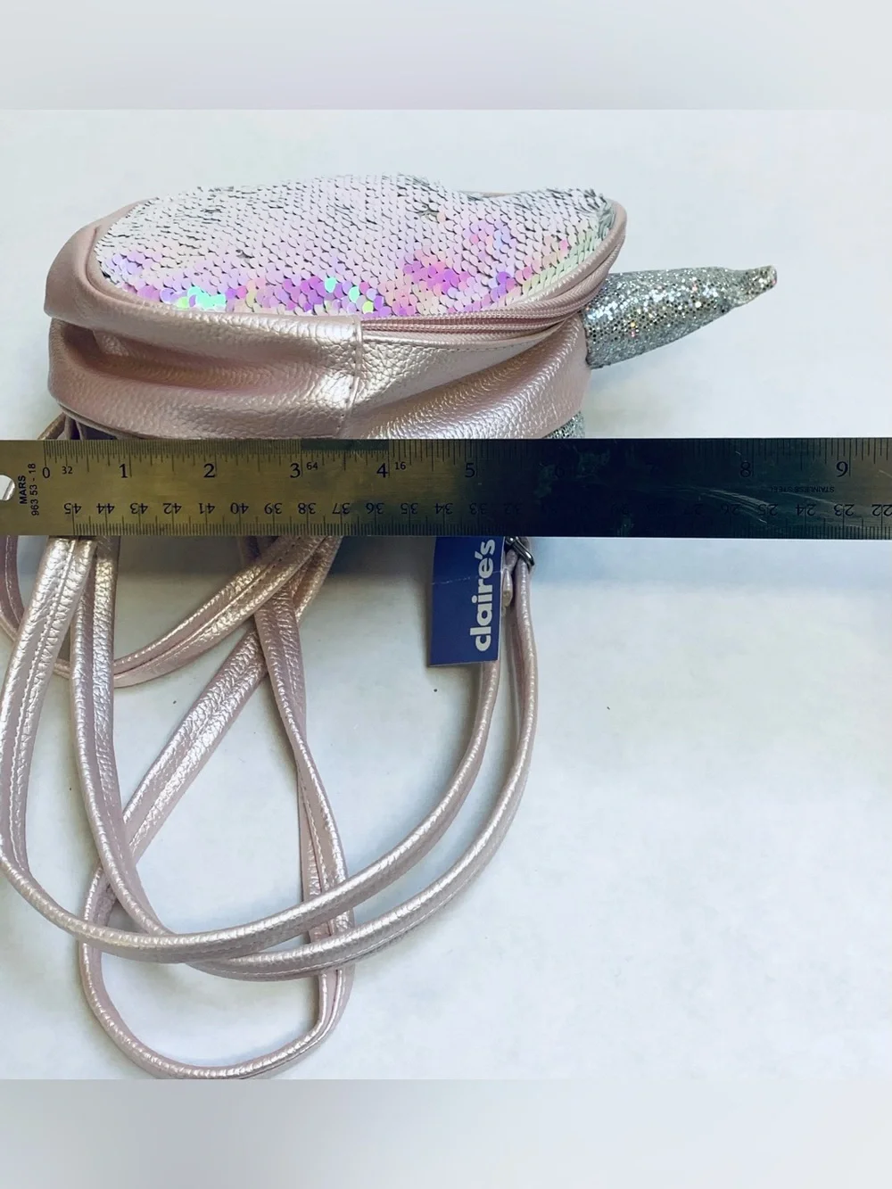 NWT UNICORN Mini Backpack Purse Pink iridescent glitter sequins adjustable